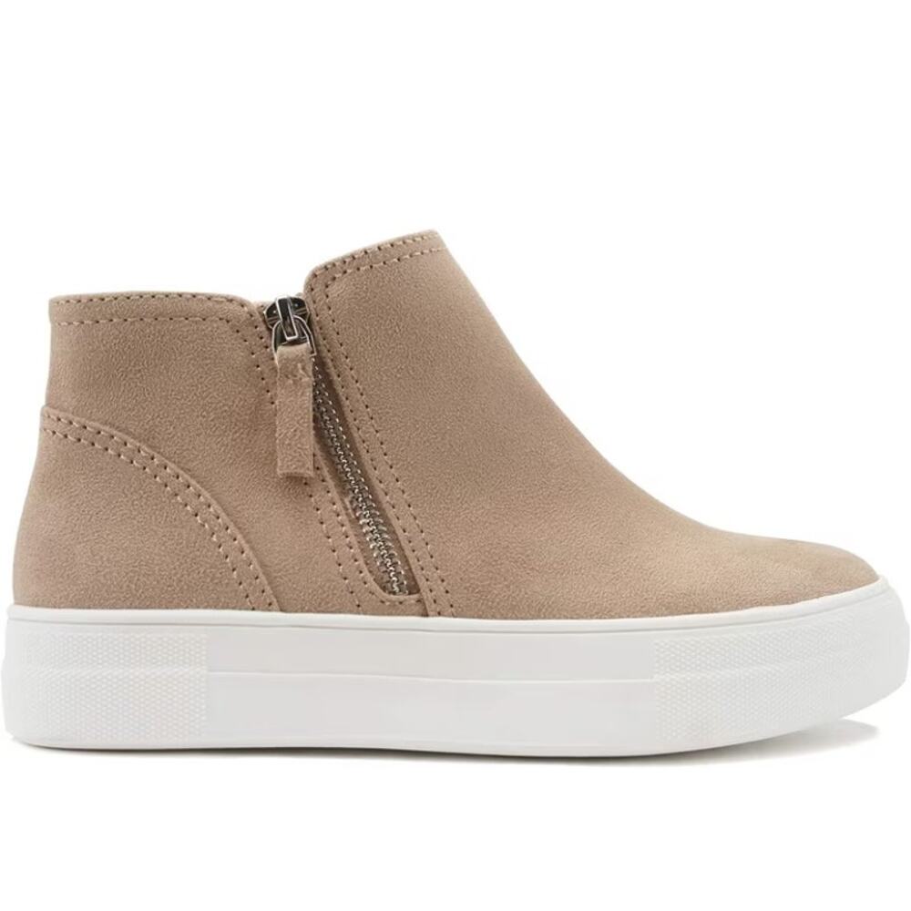 NIB Soda Sz 6.5 Route Taupe Beige Zip Chunky Fall Casual Ankle Booties